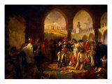 Bonaparte Visits the Plague-Ridden of Jaffa, Painted 1804 Stampa giclée di Antoine-Jean Gros