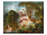Baignade à Asnières Reproduction procédé giclée par Jean-Honoré Fragonard