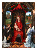 Madonna and Child, Angel with Violin in His Hand; Landscape with Farmhouse and Castle reproduction procédé giclée par Hans Memling