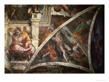 The Sistine Chapel: The Prophet Jeremiah; The Punishment of Aman, Book Esther reproduction procédé giclée par Michelangelo Buonarroti 