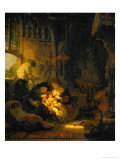 The Holy Family, Also Known as the Household of the Carpenter, 1640 reproduction procédé giclée par Rembrandt van Rijn 