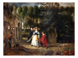 Peter Paul Rubens (Self-Portrait) and His Second Wife Helene Fourment in the Garden reproduction procédé giclée par Peter Paul Rubens
