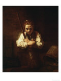Girl with a Broom, 1640 Giclee Print by Rembrandt van Rijn 