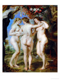 The Three Graces, circa 1636 reproduction procédé giclée par Peter Paul Rubens