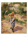 Farmwoman Digging Giclée-Druck von Camille Pissarro