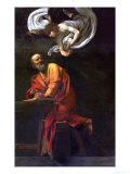 Saint Matthew Writing, Inspired by an Angel, 1600-1602 Giclee Print by Caravaggio 
