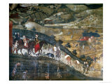 Landscape with Peasants and a Hunting Party Giclee Print by Ambrogio Lorenzetti