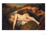 Nymph and Satyr Reproduction procédé giclée par Jean Antoine Watteau
