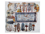 A Garden Pool; Fragment of a Wall Painting from the Tomb of Nebamun reproduction procédé giclée
