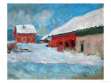 Red Houses at Bjoernegaard, Norway, 1895 Giclee Print by Claude Monet