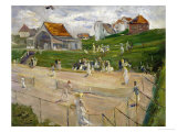 Tennis Court with Players in Noordwijk, Netherlands, 1913 Reproduction procédé giclée par Max Liebermann