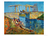 The Drawbridge at Arles with a Group of Washerwomen, c.1888 Reproduction procédé giclée par Vincent van Gogh