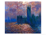 London, the Parliament; Reflections on the Thames River, 1899-1901 reproduction procédé giclée par Claude Monet
