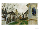 Kahle Baeume, Haeuser Und Bildstock (Klosterneuburg, Austria) Giclée-Druck von Egon Schiele