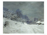 Landscape Around Honfleur, Snow, circa 1867 Giclee Print by Claude Monet