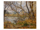 Banks of the River Oise Near Pontoise, Grey Sky, 1878 Giclee Print by Camille Pissarro