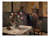 Still Life with Flowers, Interior of the Artist's Apartment, Rue Carcel, Paris Giclee Print by Paul Gauguin