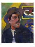 Self-Portrait with Hat, in the Background Manao Tupapau, Around 1893-1894 reproduction procédé giclée par Paul Gauguin