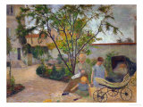 Garden in Vaugirard, or the Painter's Family in the Garden in Rue Carcel, 1881 Giclee Print by Paul Gauguin