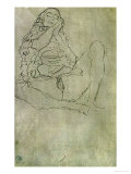 Sitting Half-Nude with Closed Eyes Giclee Print by Gustav Klimt