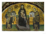 Madonna and Child, Flanked by Emperor Justinian (527-565), Left; and Constantine I (280-337) Lámina giclée