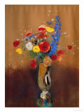 Bouquet of Wild Flowers in a Vase with Long Neck, 1912, Gouache Giclee Print by Odilon Redon