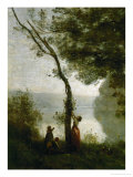 Tree and Woman, Souvenir of Mortefontaine, France Reproduction procédé giclée par Jean-Baptiste-Camille Corot