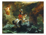 Saint George Fighting the Dragon, Also Called Perseus Delivering Andromeda Impressão giclée por Eugene Delacroix Saint George Fighting the Dragon, Also Called Perseus Delivering Andromeda Impressão giclée por Eugene Delacroix