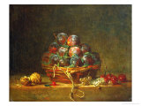A Basket with Plums, Nuts, Currants and Cherries, Around 1765 Giclee Print by Jean-Baptiste Simeon Chardin
