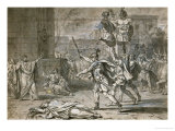 Victorious Horace Entering Rome, 1781, Pen and Black Ink, Gray Wash Giclee Print by Jacques-Louis David