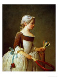 A Girl with Shuttlecock, 1737 Lámina giclée por Jean-Baptiste Simeon Chardin A Girl with Shuttlecock, 1737 Lámina giclée por Jean-Baptiste Simeon Chardin