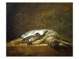 A Hare, Two Dead Thrushes, a Few Stalks of Straw on a Stone Table, Around 1750 Giclee Print by Jean-Baptiste Simeon Chardin