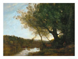 Passing the Ford in the Evening, 1868 Reproduction procédé giclée par Jean-Baptiste-Camille Corot
