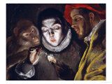 Fabula, Around 1600, a Boy Lights a Candle, as a Monkey and a Bearded Figure Watch Giclee Print by El Greco 