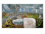 View and Map of Toledo reproduction procédé giclée par El Greco 