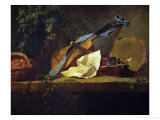 Muscial Instruments and a Basket with Fruit Giclee Print by Jean-Baptiste Simeon Chardin