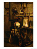 Corot's Studio, Young Woman Before an Easel reproduction procédé giclée par Jean-Baptiste-Camille Corot