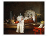 The Sideboard: Desert with Pie, Fruit and an Giclee Print by Jean-Baptiste Simeon Chardin