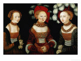 The Princesses Sibylla, Emilia, and Sidonia of Saxony, 1535 Reproduction procédé giclée par Lucas Cranach the Elder