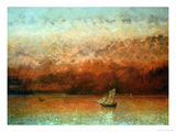 Lake Geneva at Sunset Giclee Print by Gustave Courbet