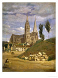 Chartres Cathedral, 1830 Lámina giclée por Jean-Baptiste-Camille Corot