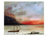 Sunset on Lake Geneva, 1874 Giclée-Druck von Gustave Courbet