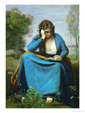 Girl Reading Crowned with Flowers or Virgil's Muse Giclee Print by Jean-Baptiste-Camille Corot