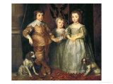 Portraits of the Three Eldest Children of Charles I, King of England Giclée-Druck von Sir Anthony Van Dyck