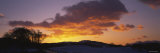 Silhouette of Trees and Hills at Sunset, Tay Valley, Perthshire, Scotland Lámina fotográfica por Panoramic Images