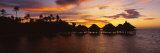 Silhouette of Stilt Houses on the Beach, Bora Bora, French Polynesia Photographie par Panoramic Images 