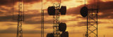 Silhouette of Satellite Dish on Communication Towers, Idaho, USA Photographic Print by Panoramic Images 