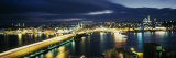 Bridge Lit Up at Night, Istanbul, Turkey Fotografisk tryk af Panoramic Images