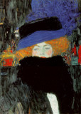 Lady with Hat and Feather Boa Poster von Gustav Klimt