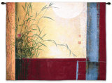A Dark Blue Sky with the Small Silver Moon Illuminated Wall Tapestry by Don Li-Leger